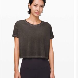 Lululemon Cates Cropped Tee - Washed Black Size 8
